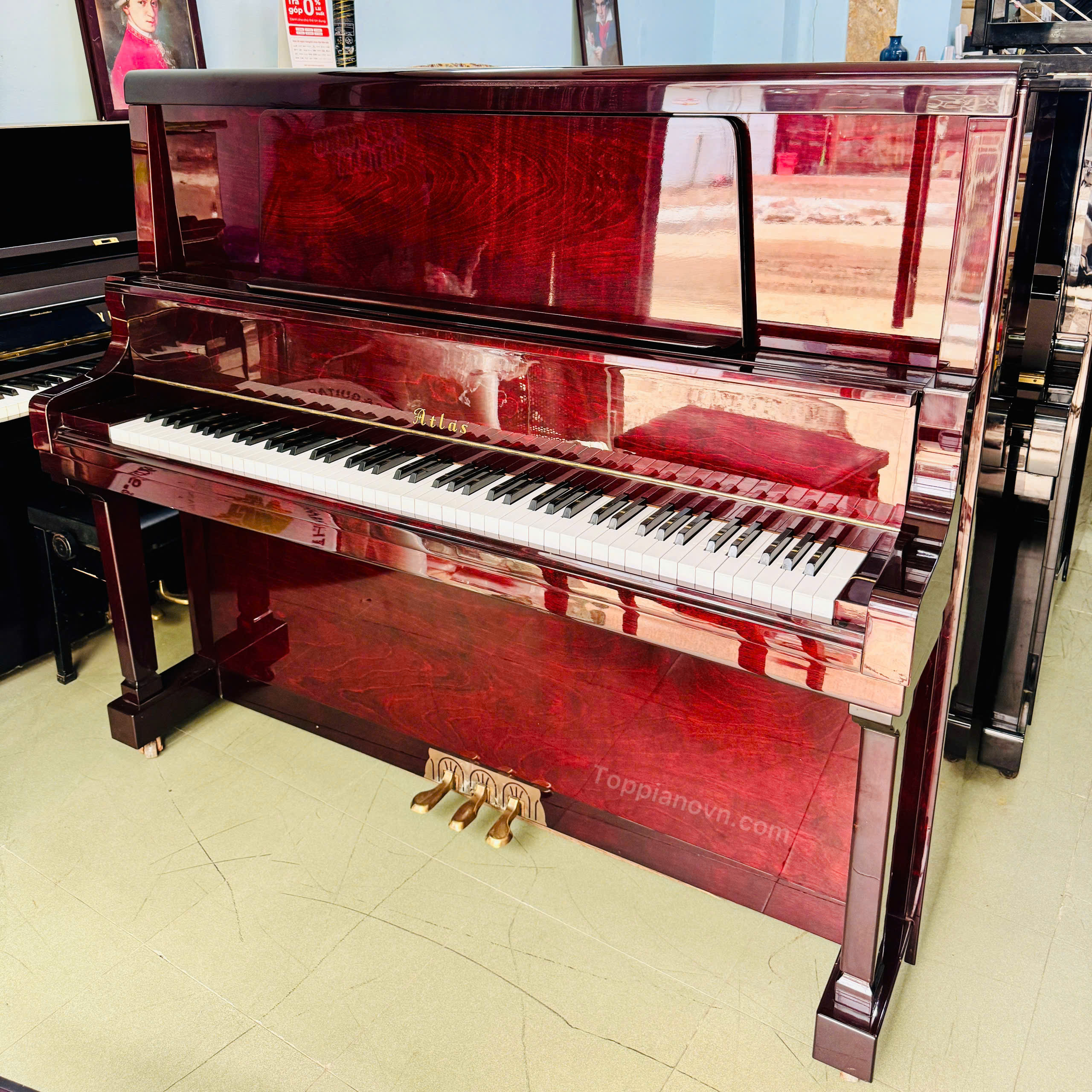 Piano Cơ Atlas NA505 Nhật Bản Đẹp Giá Tốt Nhập Khẩu
